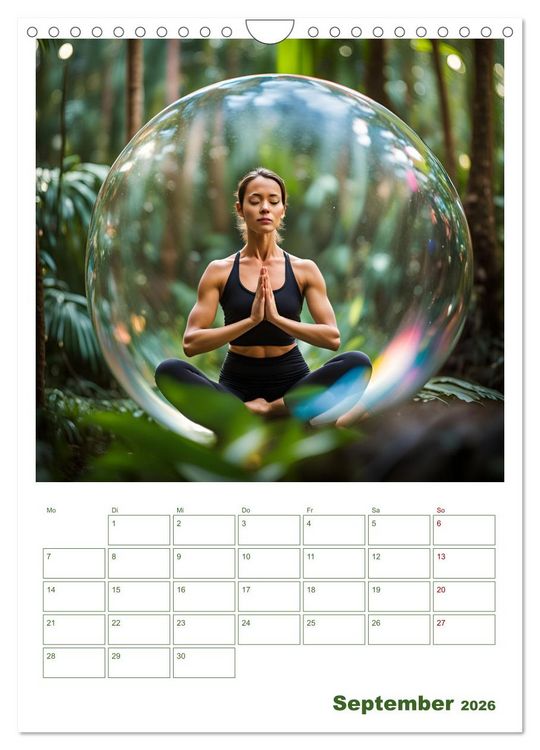 Produktbild: Yoga-Globetrotter: KI-Reisen in Seifenblasen. Ein Jahr der Harmonie an den sch&ouml;nsten Orten der Welt (Wandkalender 2026 DIN A4 hoch), CALVENDO Monatskalender
