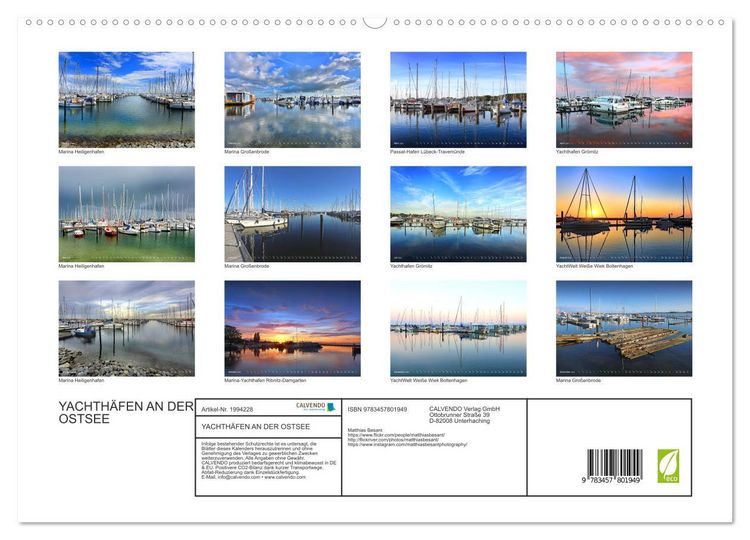 Produktbild: YACHTH&Auml;FEN AN DER OSTSEE (hochwertiger Premium Wandkalender 2026 DIN A2 quer), Kunstdruck in Hochglanz