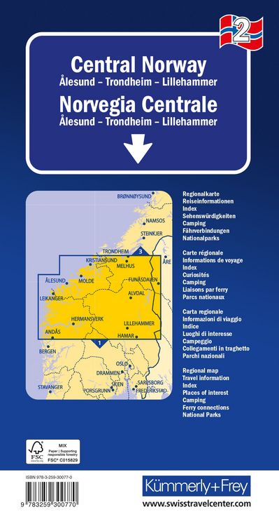 Produktbild: K&uuml;mmerly+Frey Regional-Strassenkarte 2 Mittel-Norwegen 1:325.000