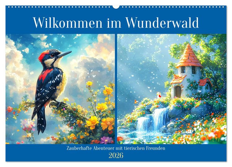 Produktbild: Willkommen im Wunderwald. Zauberhafte Abenteuer mit tierischen Freunden (Wandkalender 2026 DIN A2 quer), CALVENDO Monatskalender