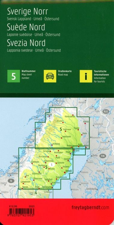 Produktbild: Freytag & berndt Stra&szlig;enkarte Schweden Nord, Schwedisch Lappland - Ume&aring; - &Ouml;stersund 1:400.000