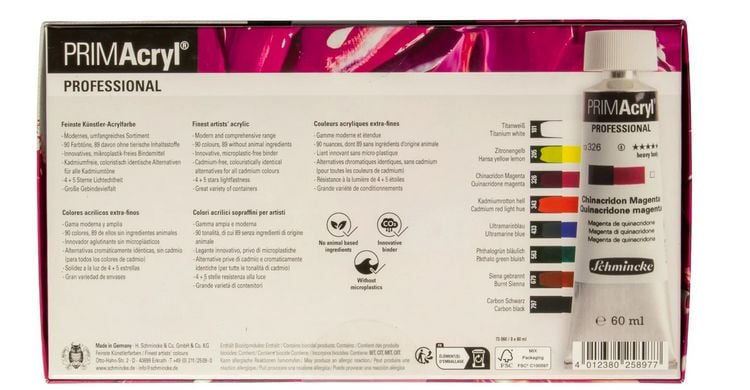 Produktbild: Schmincke PRIMAcryl Professional Malk&auml;sten Kartonset, 8 x 60 ml
