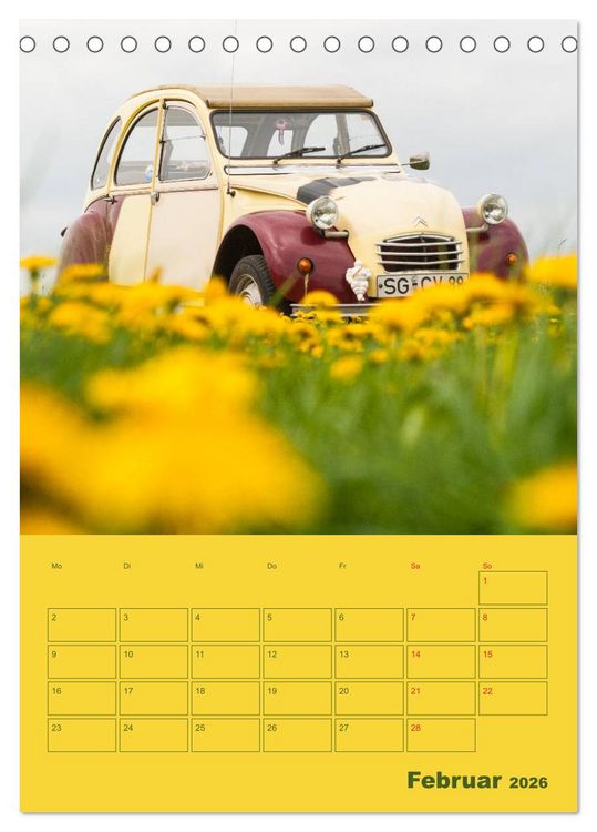 Produktbild: Citro&euml;n 2 CV &ndash; Flower Power (Tischkalender 2026 DIN A5 hoch), CALVENDO Monatskalender