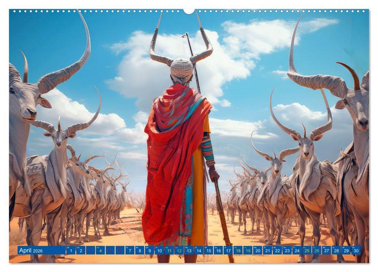 Produktbild: Surrealistische Bilder - Inspiriert von den Massai (Wandkalender 2026 DIN A2 quer), CALVENDO Monatskalender