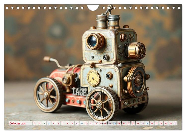 Produktbild: Mechanische Wunderwelten - Ein Jahr mit Steampunk Toys (Wandkalender 2026 DIN A4 quer), CALVENDO Monatskalender