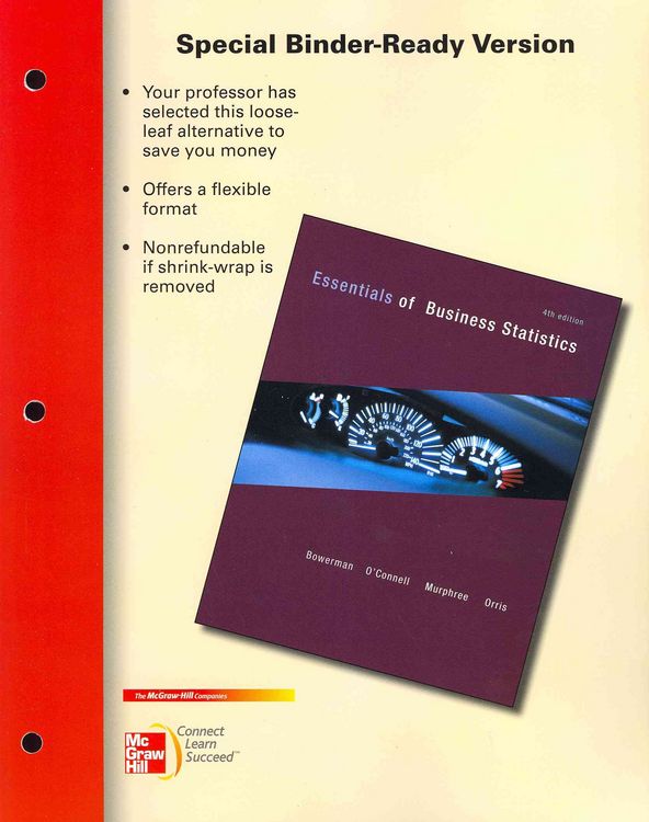 Produktbild: Looseleaf Version Essentials of Business Statistics 4e