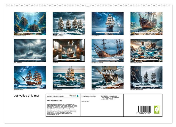 Produktbild: Les voiles et la mer (Calendrier mural 2026 DIN A2 vertical) calendrier de bureau