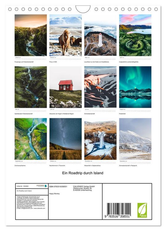 Produktbild: Ein Roadtrip durch Island (Wandkalender 2026 DIN A4 hoch), CALVENDO Monatskalender