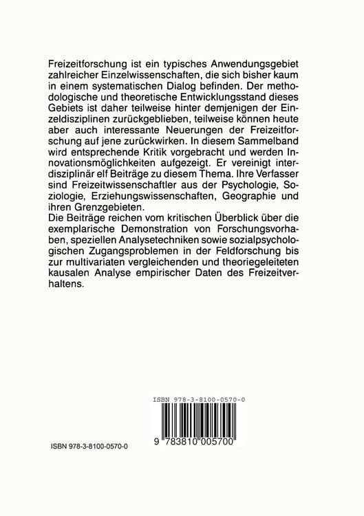 Produktbild: Methoden der Freizeitforschung