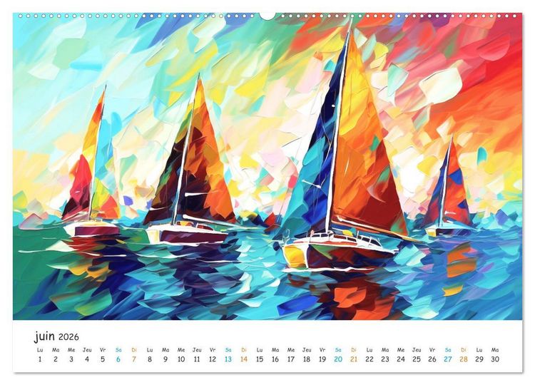 Produktbild: Voiles au gr&eacute; du temps (Calendrier mural 2026 DIN A2 vertical), CALVENDO calendrier mensuel