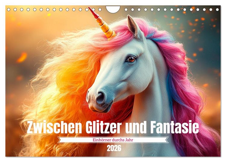 Produktbild: Zwischen Glitzer und Fantasie-Einh&ouml;rner durchs Jahr (Wandkalender 2026 DIN A4 quer), CALVENDO Monatskalender