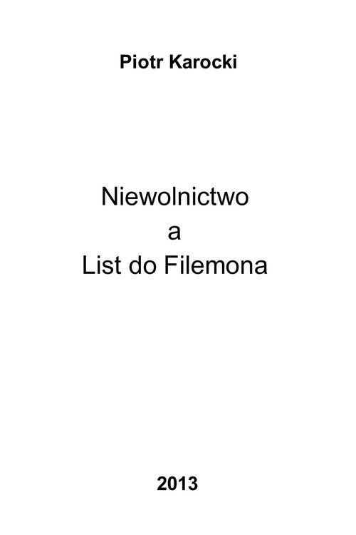 Produktbild: Niewolnictwo a List do Filemona