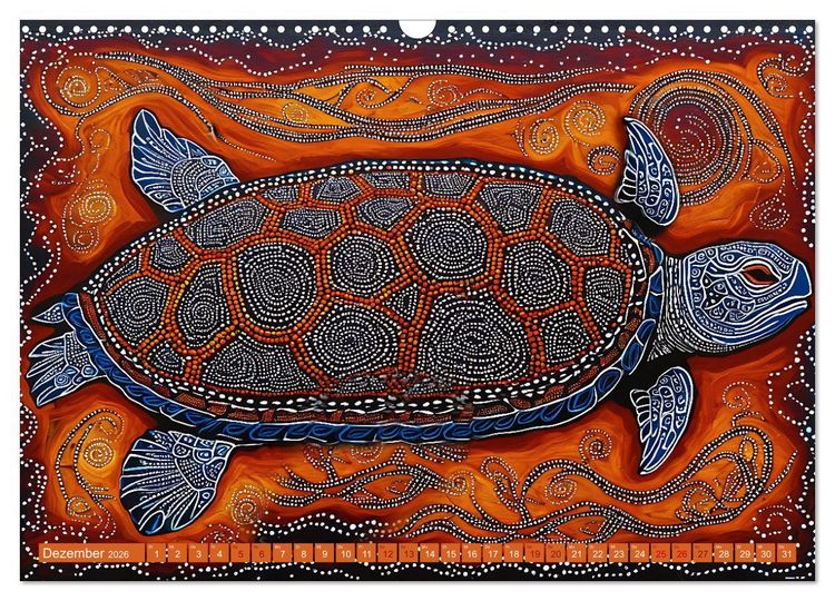 Produktbild: Traumzeit - KI-generierte Aborigine-Kunst aus dem Herzen Australiens (Wandkalender 2026 DIN A3 quer), CALVENDO Monatskalender