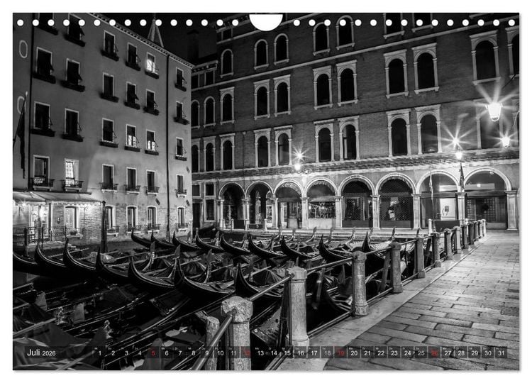 Produktbild: Leuchtendes Venedig &hellip;in monochrom (Wandkalender 2026 DIN A4 quer), CALVENDO Monatskalender