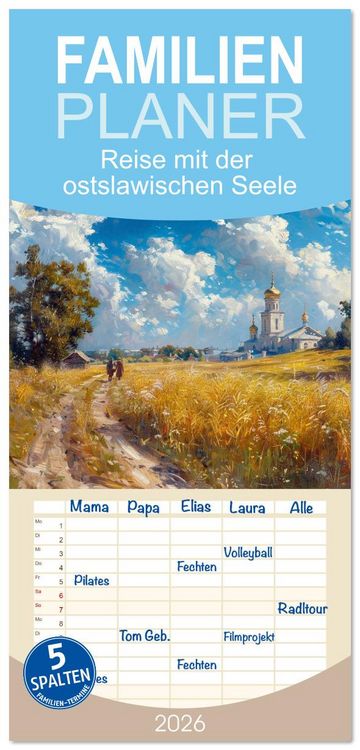 Produktbild: Familienplaner 2026 - Reise mit der ostslawischen Seele mit 5 Spalten (Wandkalender, 21 x 45 cm) CALVENDO