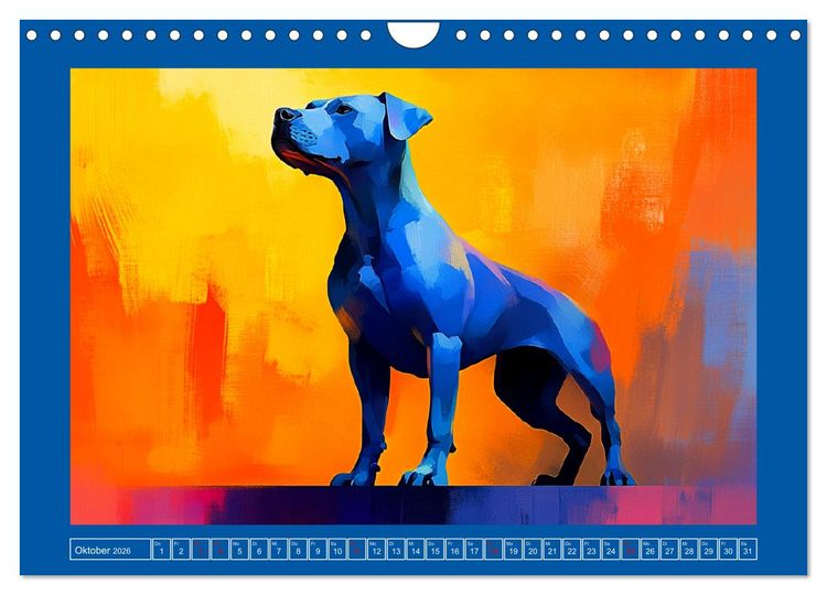 Produktbild: Kraftvolle Partner. Hunde in k&uuml;nstlerischer &Ouml;loptik (Wandkalender 2026 DIN A4 quer), CALVENDO Monatskalender