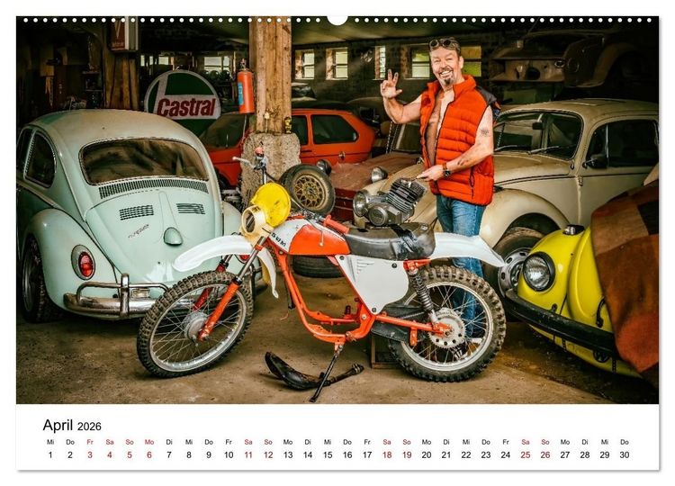 Produktbild: Echte M&auml;nner, coole Mopeds (hochwertiger Premium Wandkalender 2026 DIN A2 quer), Kunstdruck in Hochglanz
