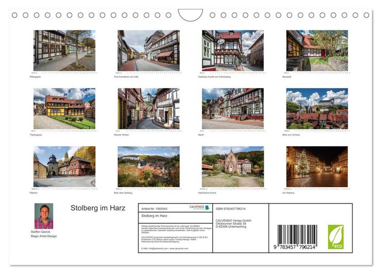 Produktbild: Stolberg im Harz (Wandkalender 2026 DIN A4 quer), CALVENDO Monatskalender