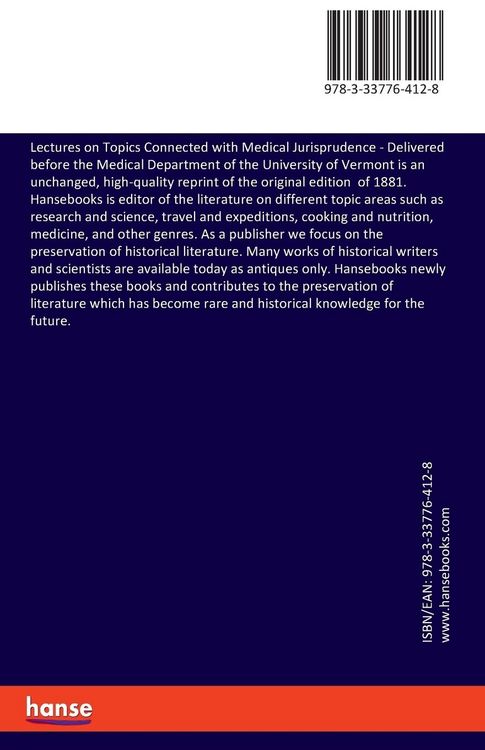 Produktbild: Lectures on Topics Connected with Medical Jurisprudence