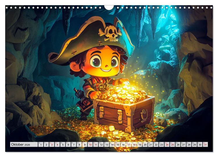 Produktbild: Piraten-Abenteuer - Die Reise zum verborgenen Schatz (Wandkalender 2026 DIN A3 quer), CALVENDO Monatskalender