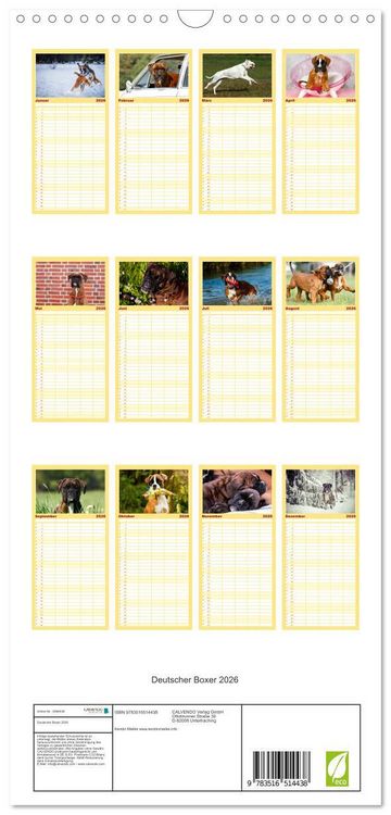 Produktbild: Familienplaner 2026 - Deutscher Boxer 2026 mit 5 Spalten (Wandkalender, 21 x 45 cm) CALVENDO