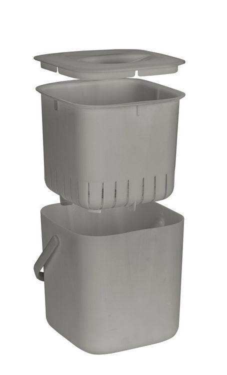 Produktbild: Abfallsammler Mod. Conny, grau, Kunststoff, 3L, 18x18x19 cm, herausnehmbares Sieb,