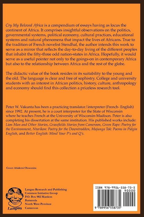 Produktbild: Cry my Beloved Africa. Essays on the Postcolonial Aura in Africa