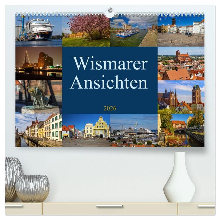 Produktbild: Wismarer Ansichten 2026 (hochwertiger Premium Wandkalender 2026 DIN A2 quer), Kunstdruck in Hochglanz