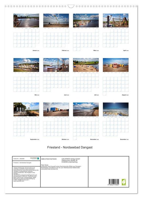 Produktbild: Friesland - Nordseebad Dangast (Wandkalender 2026 DIN A2 hoch), CALVENDO Monatskalender