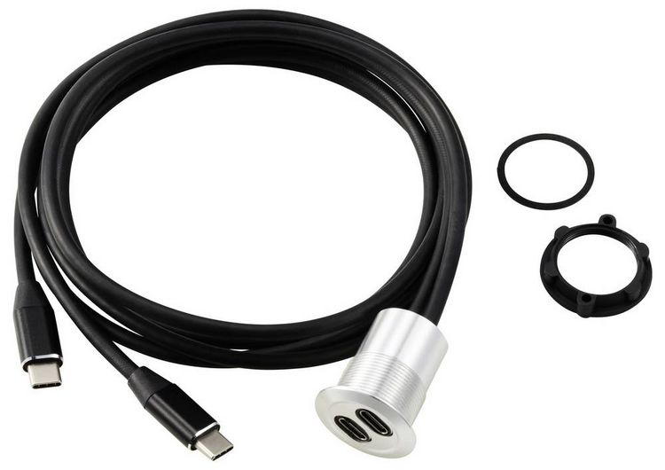 Produktbild: TRU COMPONENTS USB-C&reg; (3.1) 2x Buchse/Stecker 1m Kabel silber TC-13376316 Inhalt: 1St.