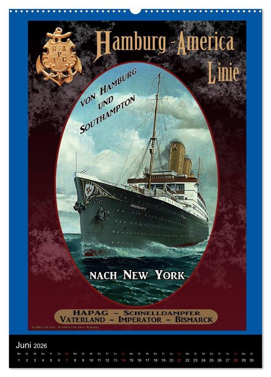 Produktbild: Deutsche Handelsschiffe vor 1945 (hochwertiger Premium Wandkalender 2026 DIN A2 hoch), Kunstdruck in Hochglanz