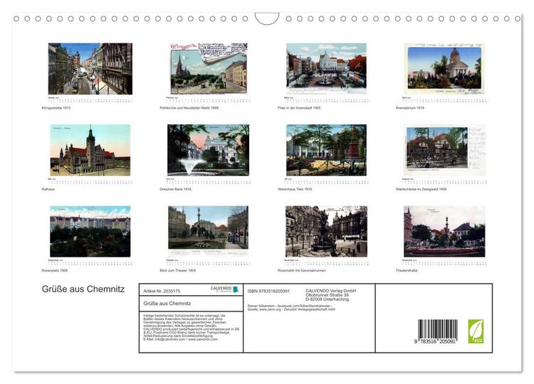 Produktbild: Gr&uuml;&szlig;e aus Chemnitz (Wandkalender 2026 DIN A3 quer), CALVENDO Monatskalender