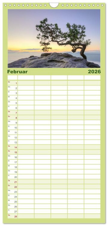 Produktbild: Familienplaner 2026 - Wundersch&ouml;nes Elbsandsteingebirge mit 5 Spalten (Wandkalender, 21 x 45 cm) CALVENDO