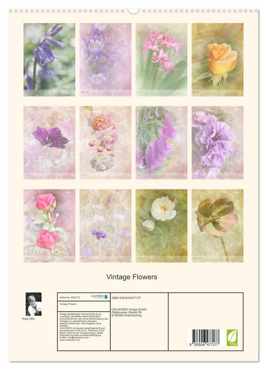 Produktbild: Vintage Flowers (hochwertiger Premium Wandkalender 2026 DIN A2 hoch), Kunstdruck in Hochglanz
