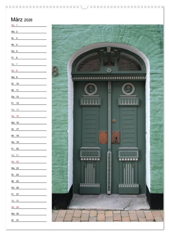 Produktbild: Alte D&auml;nische T&uuml;ren (hochwertiger Premium Wandkalender 2026 DIN A2 hoch), Kunstdruck in Hochglanz