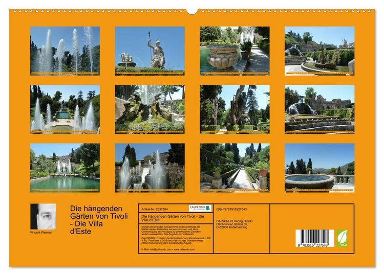 Produktbild: Die h&auml;ngenden G&auml;rten von Tivoli - Die Villa d'Este (hochwertiger Premium Wandkalender 2026 DIN A2 quer), Kunstdruck in Hochglanz