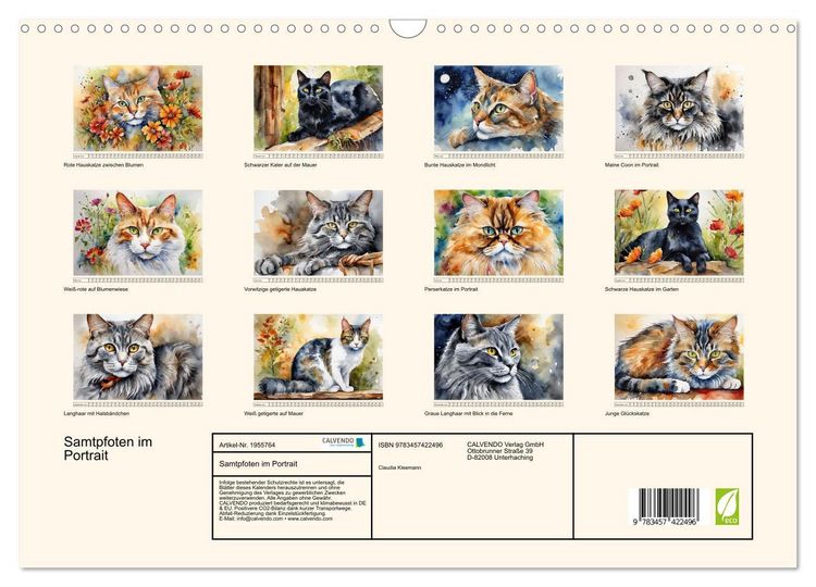 Produktbild: Samtpfoten im Portrait (Wandkalender 2026 DIN A3 quer), CALVENDO Monatskalender