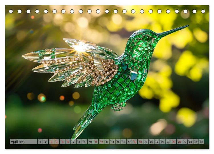 Produktbild: Fliegende Kunstwerke - Kolibris (Tischkalender 2026 DIN A5 quer), CALVENDO Monatskalender