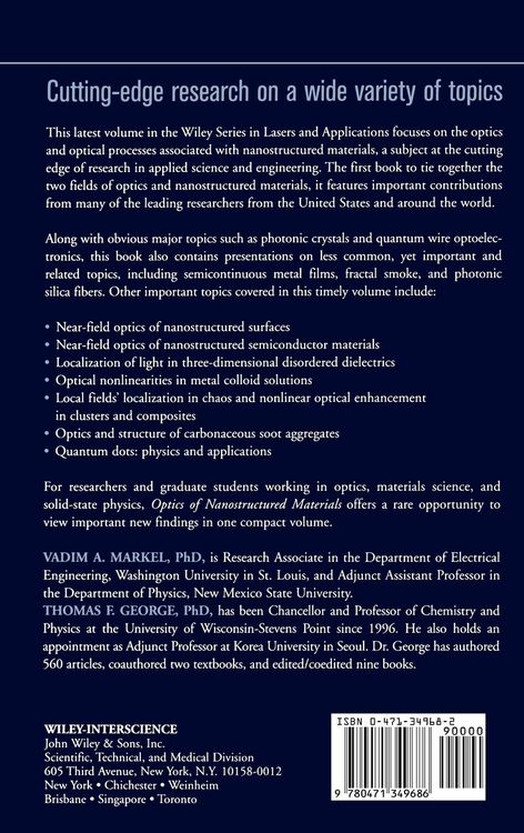 Produktbild: Optics of Nanostructured Materials