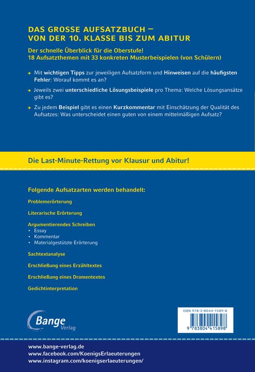 Produktbild: Das gro&szlig;e Aufsatzbuch f&uuml;r die 10.-12./13. Klasse