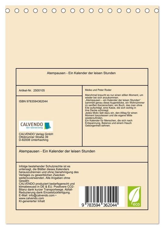 Produktbild: Atempausen - Ein Kalender der leisen Stunden (Tischkalender 2027 DIN A5 hoch), CALVENDO Monatskalender