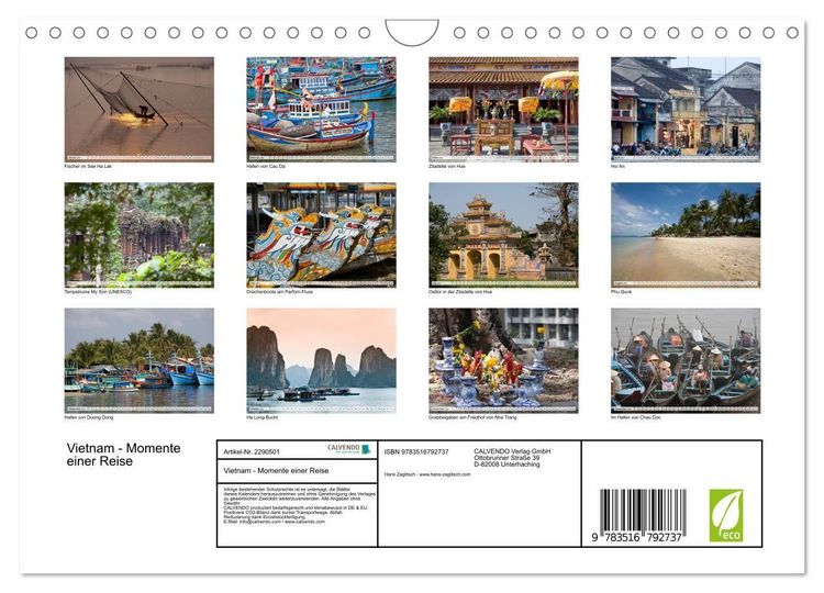 Produktbild: Vietnam - Momente einer Reise (Wandkalender 2027 DIN A4 quer), CALVENDO Monatskalender