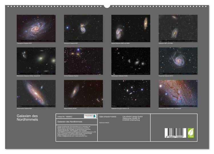 Produktbild: Galaxien des Nordhimmels (hochwertiger Premium Wandkalender 2026 DIN A2 quer), Kunstdruck in Hochglanz