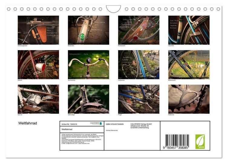 Produktbild: Weltfahrrad (Wandkalender 2026 DIN A4 quer), CALVENDO Monatskalender