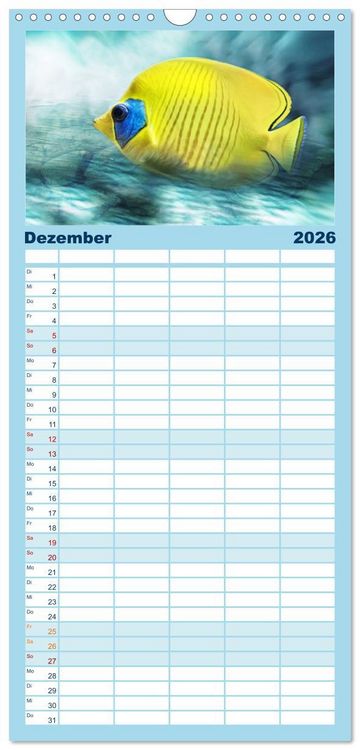 Produktbild: Familienplaner 2026 - Fischwelt - Artwork mit 5 Spalten (Wandkalender, 21 x 45 cm) CALVENDO