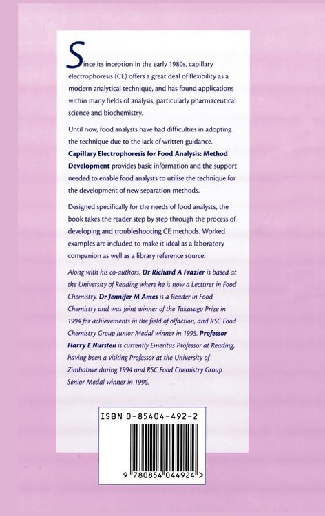 Produktbild: Capillary Electrophoresis for Food Analysis