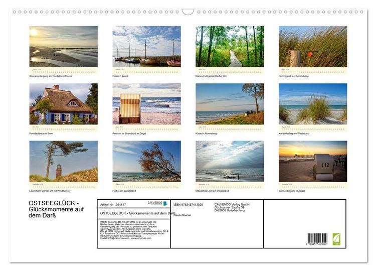 Produktbild: OSTSEEGL&Uuml;CK - Gl&uuml;cksmomente auf dem Dar&szlig; (Wandkalender 2026 DIN A2 quer), CALVENDO Monatskalender