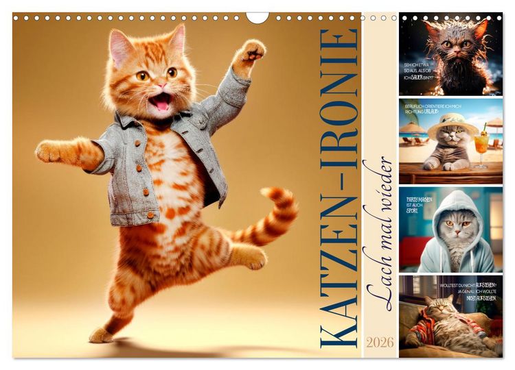 Produktbild: KATZEN-IRONIE Lach mal wieder (Wandkalender 2026 DIN A3 quer), CALVENDO Monatskalender