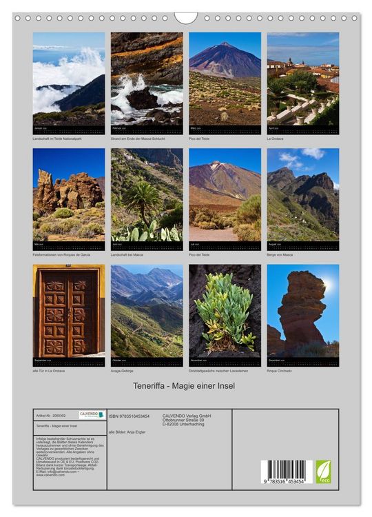 Produktbild: Teneriffa - Magie einer Insel (Wandkalender 2026 DIN A3 hoch), CALVENDO Monatskalender