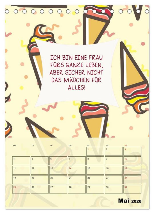 Produktbild: K&ouml;nigin &uuml;ber alles! Typokalender f&uuml;r starke Frauen (Tischkalender 2026 DIN A5 hoch), CALVENDO Monatskalender